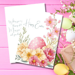 Festiva Tarjeta personalizado de Pascua con huevos y flore
