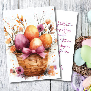 Festiva Tarjeta personalizado de Pascua con huevos y flore