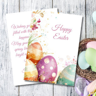 Festiva Tarjeta personalizado de Pascua con huevos y flore