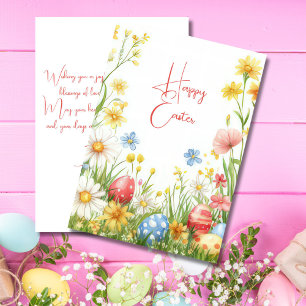 Festiva Tarjeta personalizado de Pascua con huevos y flore
