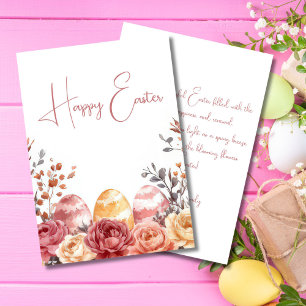 Festiva Tarjeta personalizado de Pascua con huevos y flore