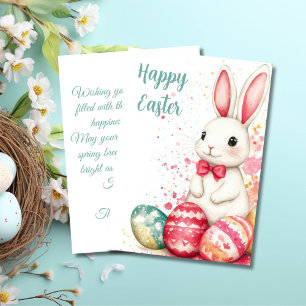 Festiva Tarjeta personalizado de Pascua con huevos y flore