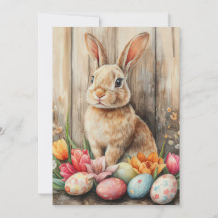 Festiva Tarjeta personalizado de Pascua con huevos y flore
