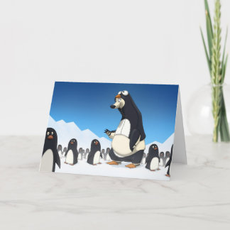 Festiva Tarjeta pingüina polar (interior en blanco)