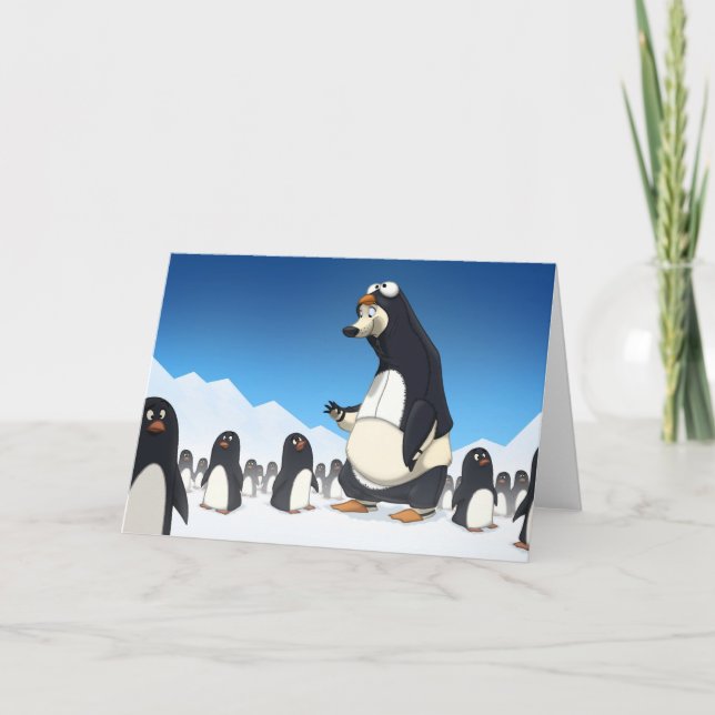 Festiva Tarjeta pingüina polar (interior en blanco) (Anverso)