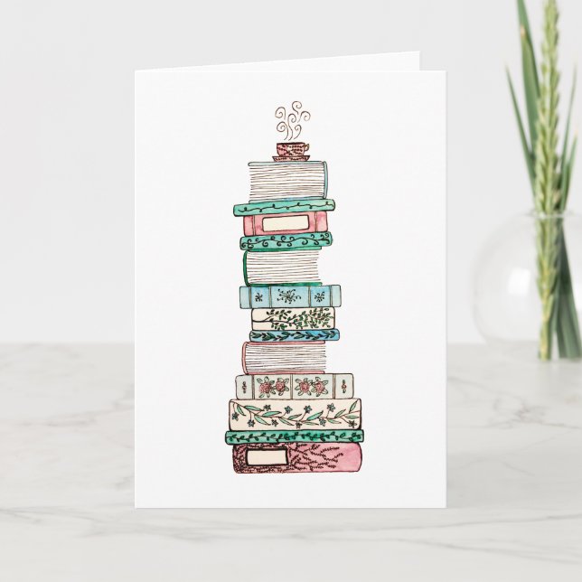 Festiva Tarjeta Pink & Blue Bookstack (Anverso)