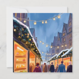 Festiva Tarjeta pintada a mano de Mercado Navideño Feliz N
