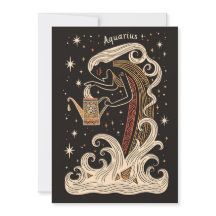 Tarjeta plana - Aquarius Celestial Zodiac Art