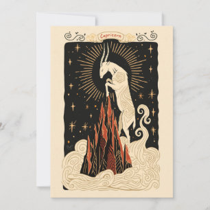 Festiva Tarjeta plana - Capricornio Arte Zodiaco Celestial