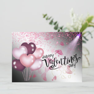 Festiva Tarjeta  plana con  globos de san Valentin