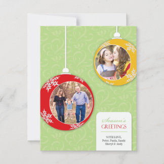 Festiva Tarjeta plana con los adornos de fotos de la tempo