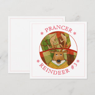 FESTIVA TARJETA PLANA CUADRADA DE 5.25" RENO PRANCER