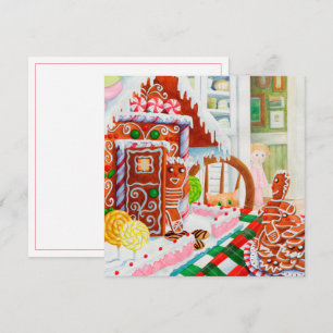 Festiva Tarjeta plana cuadrada GINGERBREAD SURPRISE