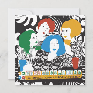 Festiva Tarjeta plana de amigos Mah Jong