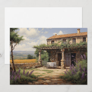 Festiva Tarjeta plana de arte de château de campo francés