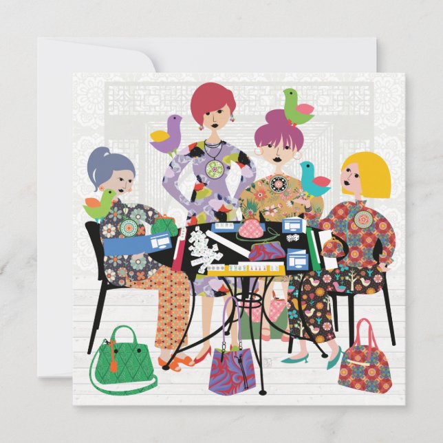 Festiva Tarjeta plana de aves Mah Jongg (Anverso)