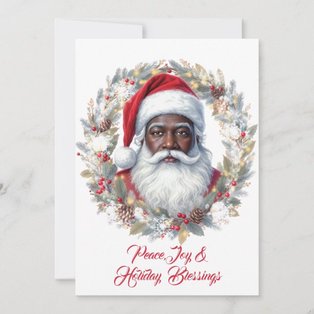 Festiva Tarjeta plana de bendiciones navideñas de Santa (Anverso)