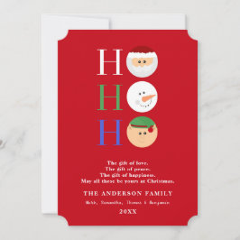 Festiva Tarjeta plana de caracteres Ho Ho Ho Navidades Cut