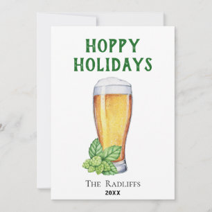 Festiva Tarjeta plana de cerveza de vacaciones Hoppy Holid