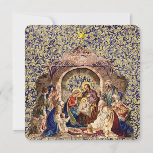 Festiva Tarjeta plana de Cristo el Señor Navidades de Nati