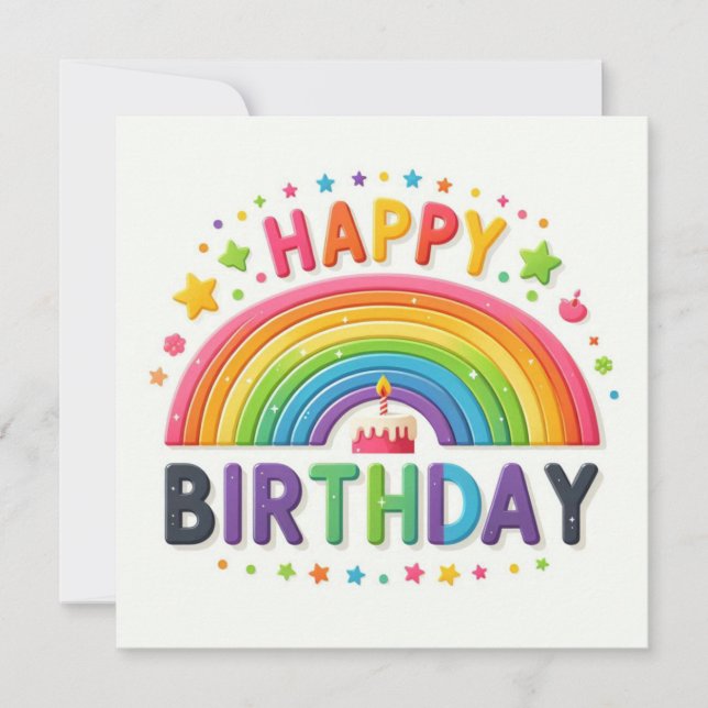 Festiva Tarjeta plana de cumpleaños feliz (Anverso)