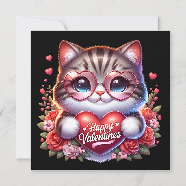 Festiva Tarjeta plana de día de San Valentín (Anverso)