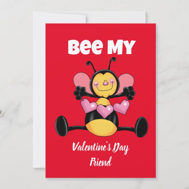 Festiva Tarjeta plana de día de San Valentín amigo abeja (Anverso)