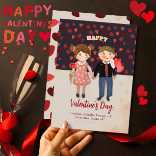 Festiva Tarjeta plana de día de San Valentín para pareja f