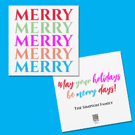 Festiva Tarjeta plana de feriado para Navidades de Merry D