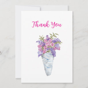 Festiva Tarjeta plana de flores envueltas en papel para dí