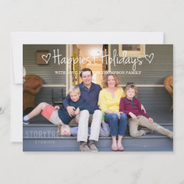 Festiva Tarjeta plana de foto de Felices Fiestas Blanca