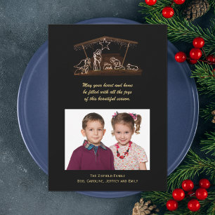 Festiva Tarjeta plana de foto de Navidades de la Natividad