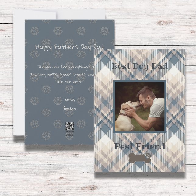 Festiva Tarjeta plana de foto del mejor papá perro de cuad ( Happy Father's Day. Personalize the card with your photo and message, from the dog, to the best dad)
