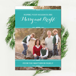 Festiva Tarjeta plana de foto festividad verde azulada de 