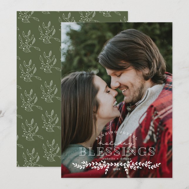 Festiva Tarjeta plana de fotos con señas de mano y bendici (Anverso / Reverso)