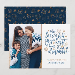 Festiva Tarjeta plana de fotos de amor y luz Hanukkah