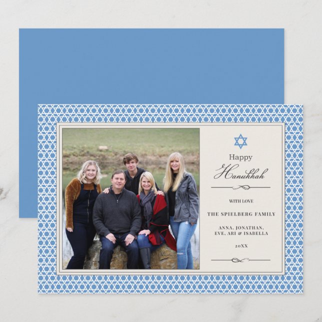 Festiva Tarjeta plana de fotos de estrella brillante Hanuk (Anverso / Reverso)