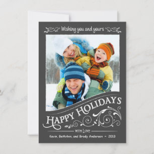 Festiva Tarjeta plana de fotos de Navidades de vacaciones 