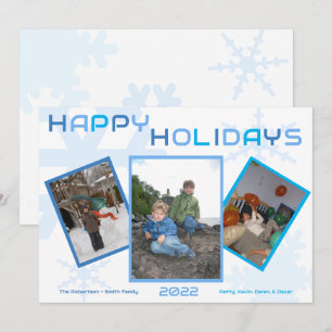 Festiva Tarjeta plana de fotos de Snowflake Happy Holidays