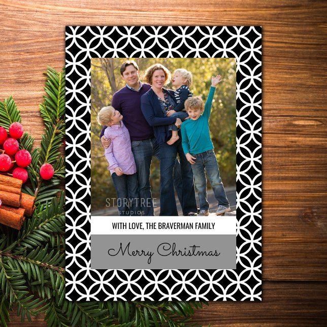 Festiva Tarjeta plana de fotos para fiestas de diamantes d (Black Classy Diamond Holiday Photo Card)