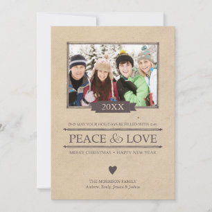 Festiva Tarjeta plana de fotos para Navidades de paz y amo