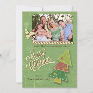 Festiva Tarjeta plana de fotos para vacaciones de árbol de