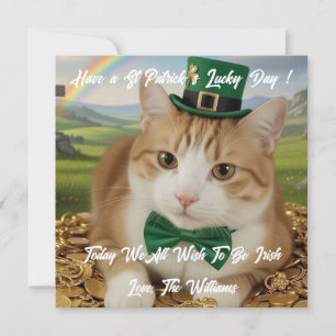 Festiva Tarjeta plana de gato del día de San Patricio