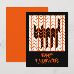 Festiva TARJETA PLANA DE HALLOWEEN GATO NEGRO TEJIDO 4.25x