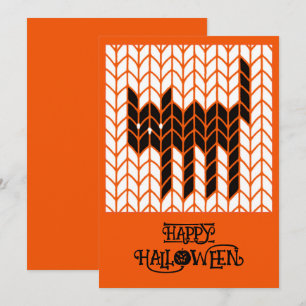 Festiva TARJETA PLANA DE HALLOWEEN GATO NEGRO TEJIDO 5x7 I
