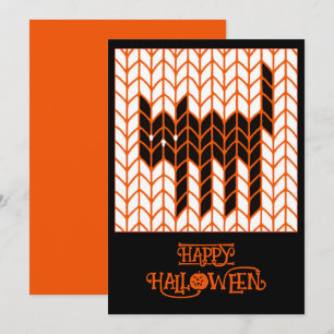 Festiva TARJETA PLANA DE HALLOWEEN GATO NEGRO TEJIDO 5x7 I