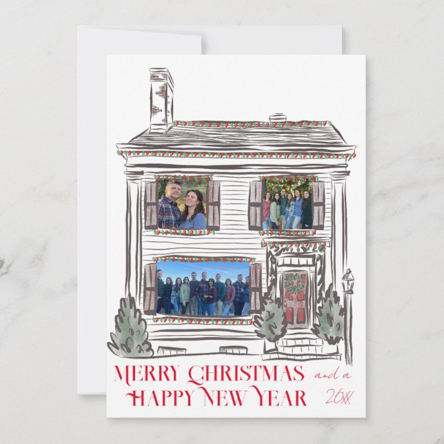 Festiva Tarjeta plana de la casa de los Navidades de vacac (Anverso)