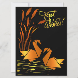 Festiva Tarjeta plana de los mejores deseos del origami