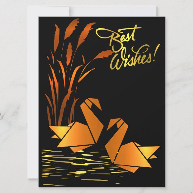 Festiva Tarjeta plana de los mejores deseos del origami (Anverso)