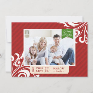 Festiva Tarjeta plana de Navidades de rayas rojas de moda